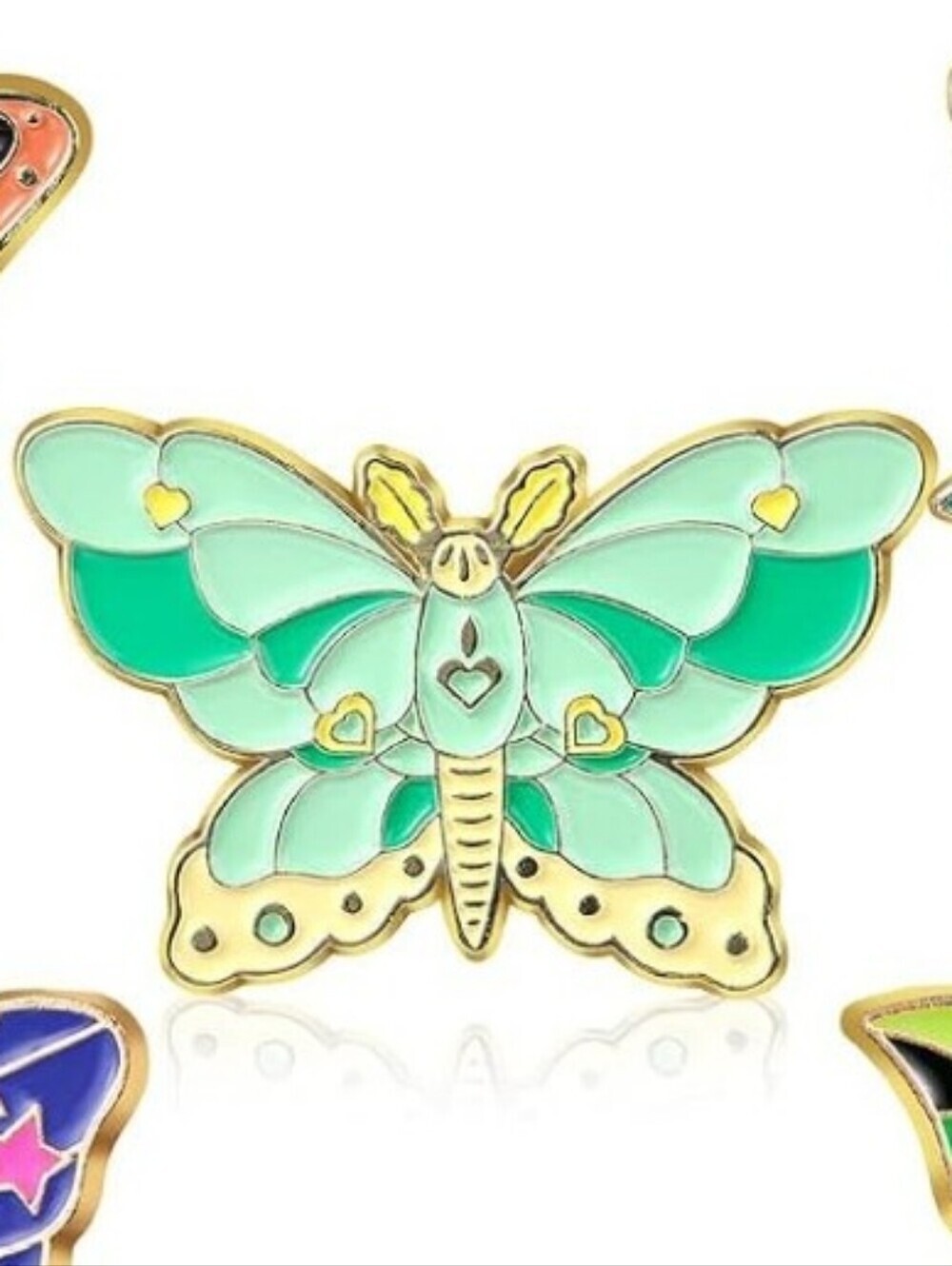 Mint Green Butterfly Enamel Pin - Women's Jewelry